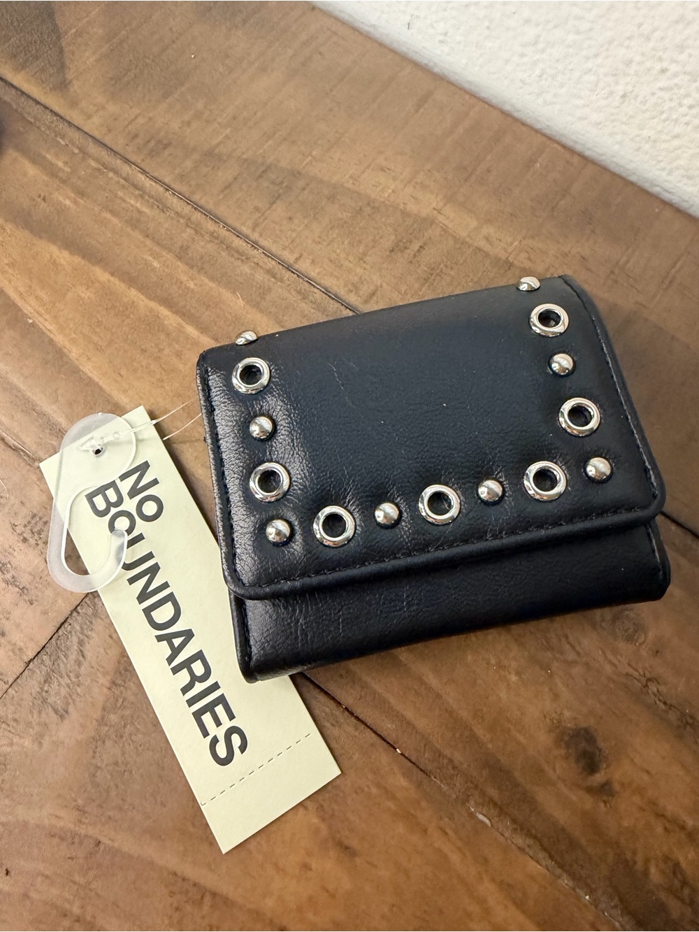 No boundaries black wallet with silver studs new folding wallet